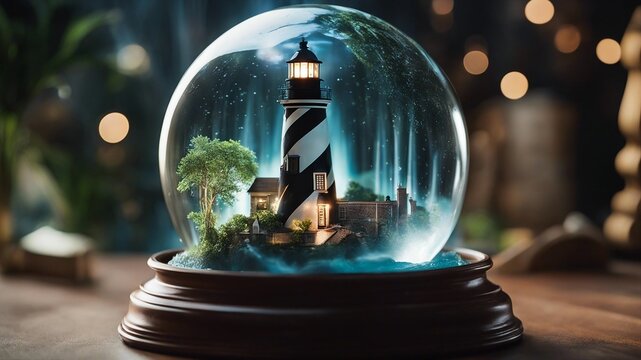 magic crystal ball highly intricately detailed photograph of St. Augustine Lighthouse    inside a glass ball  