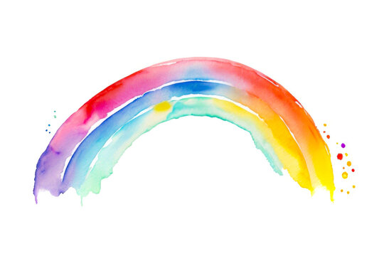 Watercolor Rainbow illustration isolated on white background. Watercolour stripes of different rainbow colors texture