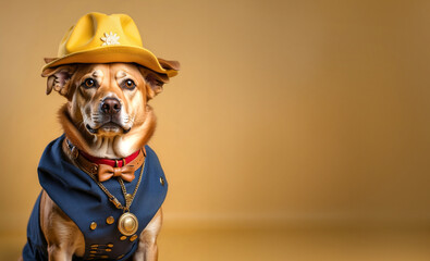 A cute dog in the clothes of an astrologer predictor