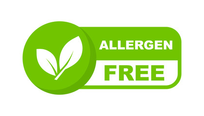 Allergen free label set. Allergen free icon for product packaging design. Natural product and organic food badge. Vector illustration.