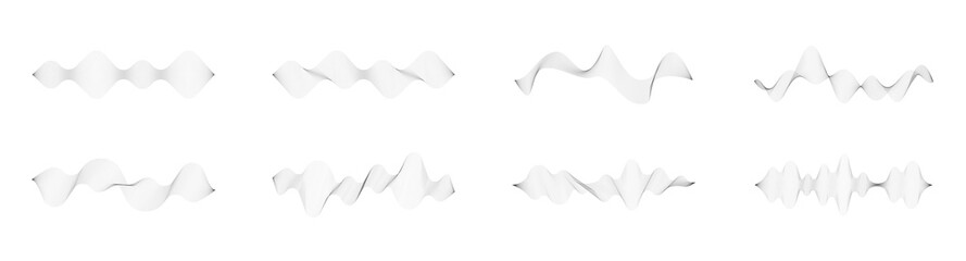 Abstract wave element set. Linear waves for design. Abstract smooth wave. Modern digital equalizer. Music frequency. Vector illustration.