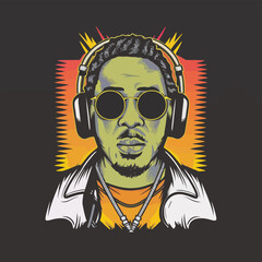 2d vector illustration art  Retro guitar with trees and city on the background, Summer t-shirt design, Custom vector illustration for posters vintage distressed style each design