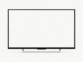 Modern 4K oled tv with transparent screen isolated on transparent background
