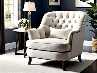 Stylish and Comfortable Armchair in Neutral Hue Complements Decor
