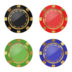Vector illustration on a casino theme. Set of realistic gambling chips.