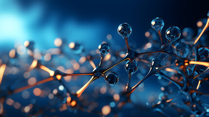 Abstract connection of transparent hydrogen molecules - obrazy, fototapety, plakaty
