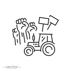 farmer protest icon, farmers against exploitation, thin line symbol, vector illustration eps 10