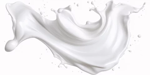 Foto op Plexiglas Splash of milk or cream isolated on white background With clipping path. Full depth of field. Focus stacking. © Muhammad