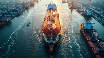 LNG tanker ship in the Cargo port  - obrazy, fototapety, plakaty