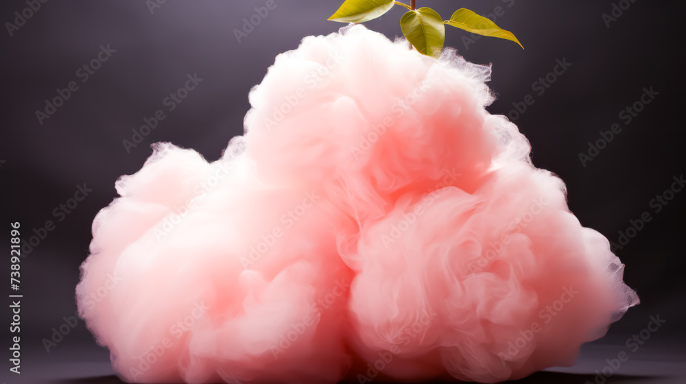 Poster a whimsical 3d depiction of a fluffy peach colored cloud, evoking a dreamy and ethereal atmosphere w