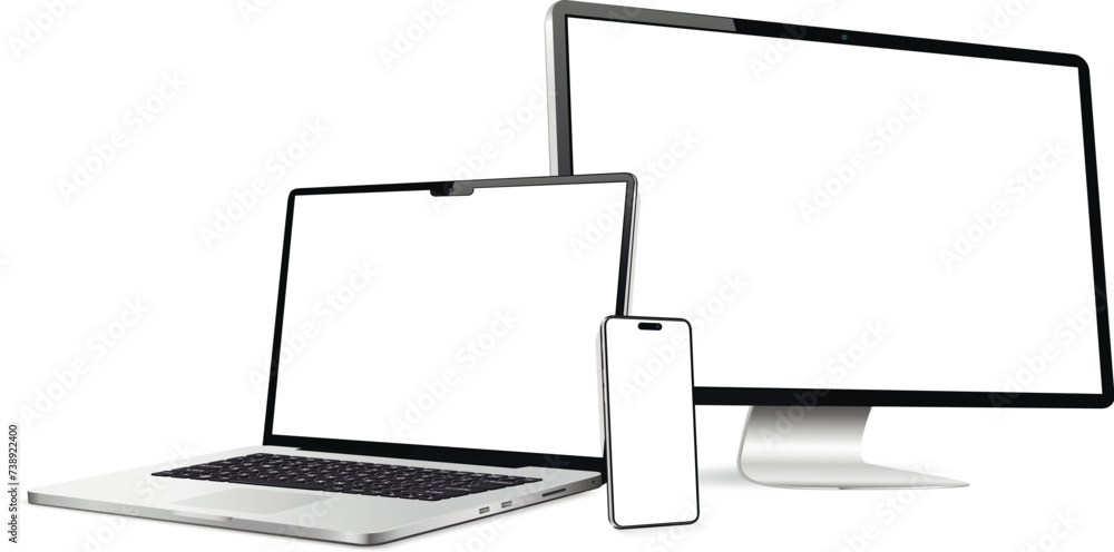 Canvas Prints laptop with computer screen and modern smartphone mockup