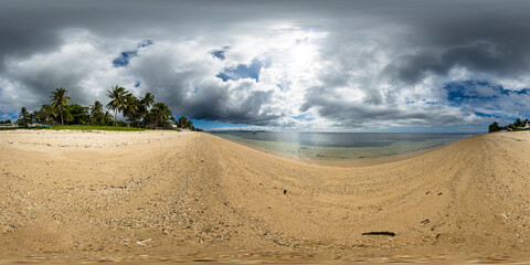 Lanas Beach with sands and turquoise water. Carabao Island. Romblon, Philippines. VR 360.
