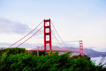 Fototapeta premium San Francisco, CA, USA: 01 17 2024: Golden bridge and San Francisco Bay