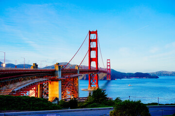 San Francisco, CA, USA: 01 17 2024: The iron structure of Golden bridge and cord