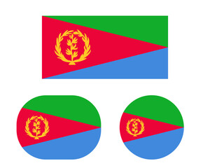 Flag in rectangle oval and circle, isolated png background. Flag of Eritrea