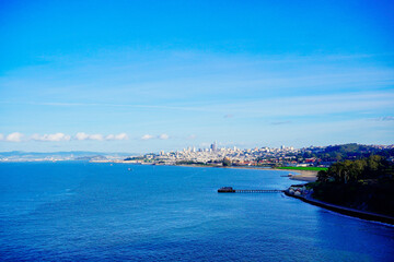 The landscape of San Francisco Bay and golden gate bridge in California	