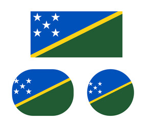 Flag in rectangle oval and circle, isolated png background. Flag of Solomon Islands