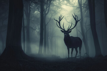 Dark Forest, Dramatic Light: The Scary Deer Encounter
