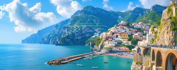 Papier Peint photo Europe méditerranéenne view of the amalfi coast of italy during a sunny day