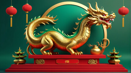 Fototapeta na wymiar Chinese Dragon Gold