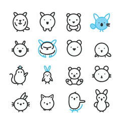 outline icon set of Whimsical Animals
