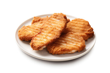 Traditional Polish Chop, Breaded Cutlet, Roasted Pork Steak in Breadcrumbs with Fresh Cabbage Salads