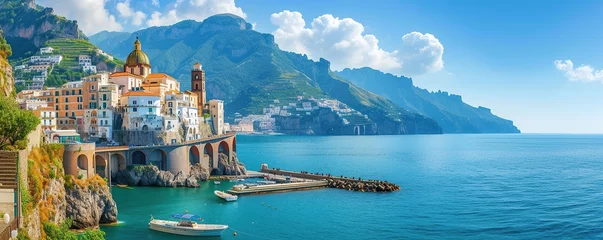 Tuinposter view of the amalfi coast of italy during a sunny day © rizky