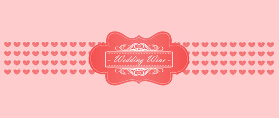 Hearts Wedding Wine Label Vector Design