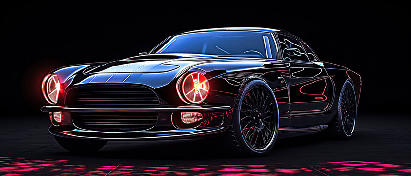 car, golden car, neon car, white car, black car, sports car wallpaper concept, new car launch, car, dark, sport, 350 DPI, ai generated