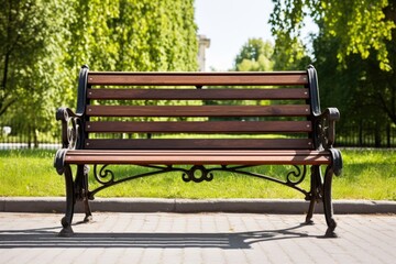 Isolated Park Bench with Wooden Retro Design for Leisure Activities