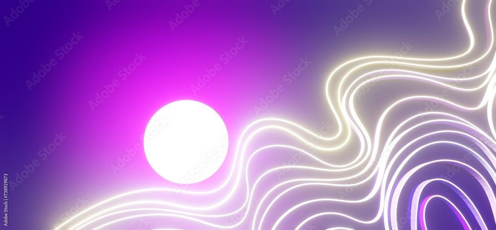 Poster abstract background curve pattern stripes glowing neon 3d render