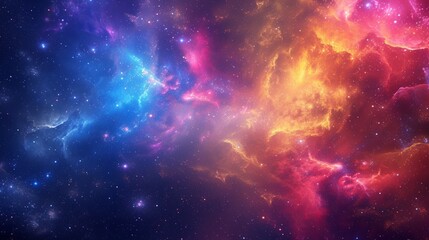 Naklejka premium A vibrant and colorful cosmic galaxy abstract captures the wonders of the universe in an artistic expression of celestial beauty.