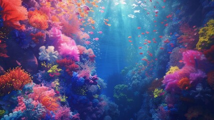 Explore the dazzling underwater coral reef, where vibrant colors and diverse marine life create a stunning aquatic wonderland.

