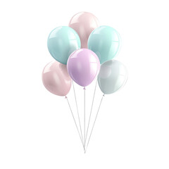pastel helium balloon. Birthday balloon flying for party and celebrations. Isolated on white background. Generative AI.