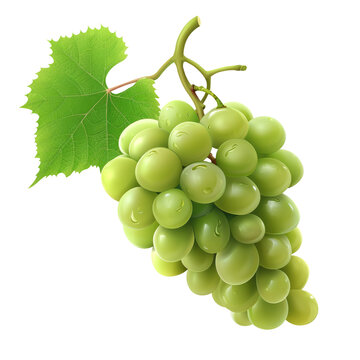 green grapes bunch isolated on white background. Generative AI.