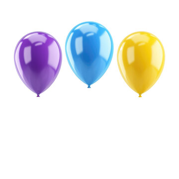 colorful helium balloon. Birthday balloon flying for party and celebrations. Isolated on white background. Generative AI.