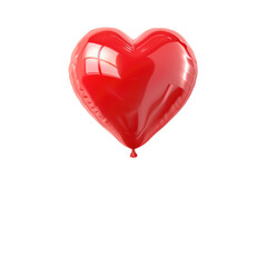 red heart helium balloon. Birthday balloon flying for party and celebrations. Isolated on white background. Generative AI - 738930898