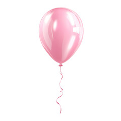 pink helium balloon. Birthday balloon flying for party and celebrations. Isolated on white background. Generative AI.