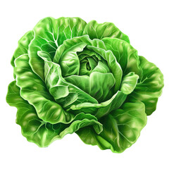 Obraz premium green butter lettuce vegetable or salad isolated on white background. Generative AI
