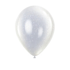 white glitter helium balloon. Birthday balloon flying for party and celebrations. Isolated on white background. Generative AI