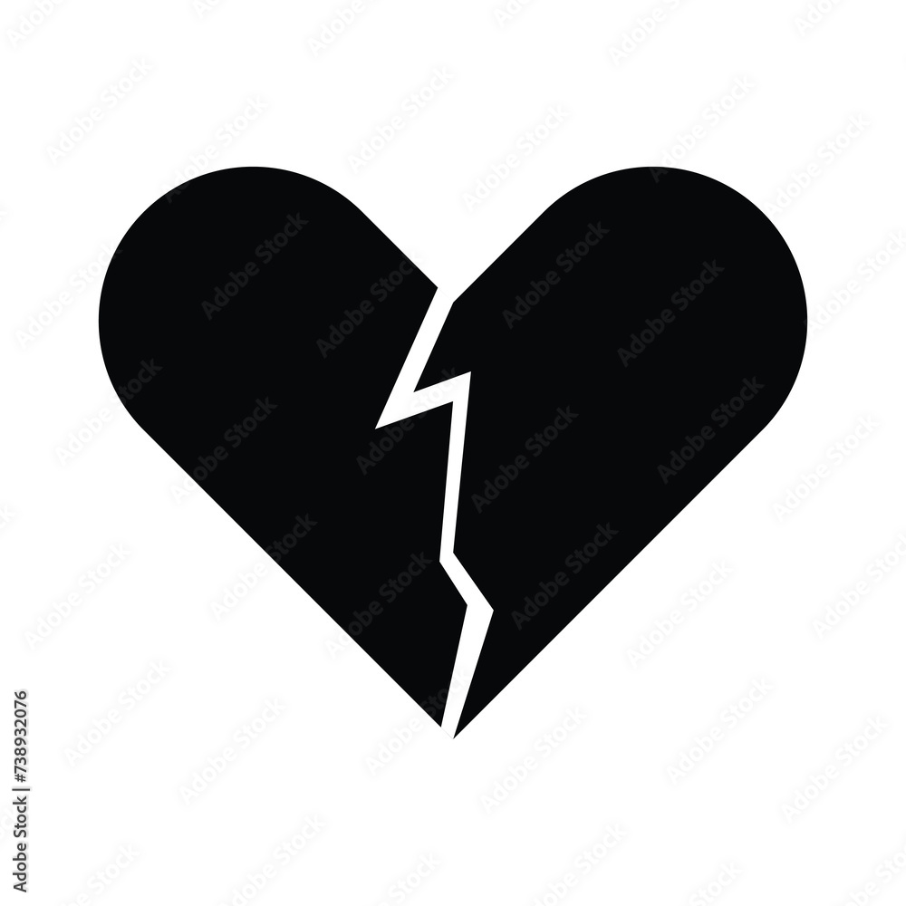 Poster heartbreak - broken heart or divorce flat icon for apps and websites. vector illustration. eps file 