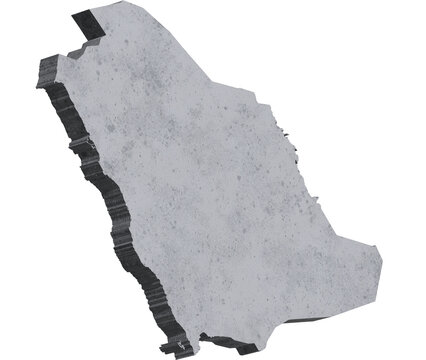 recommend clip art: 3D Concrete in the form of a map of Saudi Arabia. Transparent background, PNG