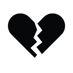 Heartbreak - broken heart or divorce flat icon for apps and websites. Vector illustration. Eps file 400.