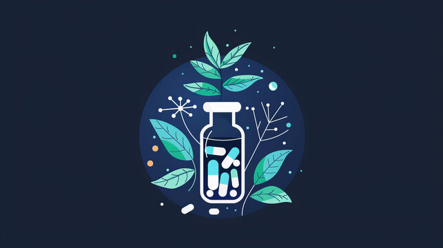 Natural Medicine Concept Illustration, pharmacy logo 