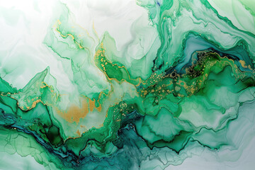 Marbling. Marble texture. Paint splash. green fluid. Abstract colored background. Highly-textured oil paint.Generative AI.