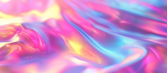 Abstract rainbow neon color wavy holographic background surface