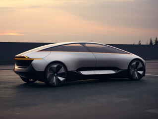 Fototapeta na wymiar A futuristic electric car with cutting-edge aerodynamics, depicted in a sleek and stylish image.
