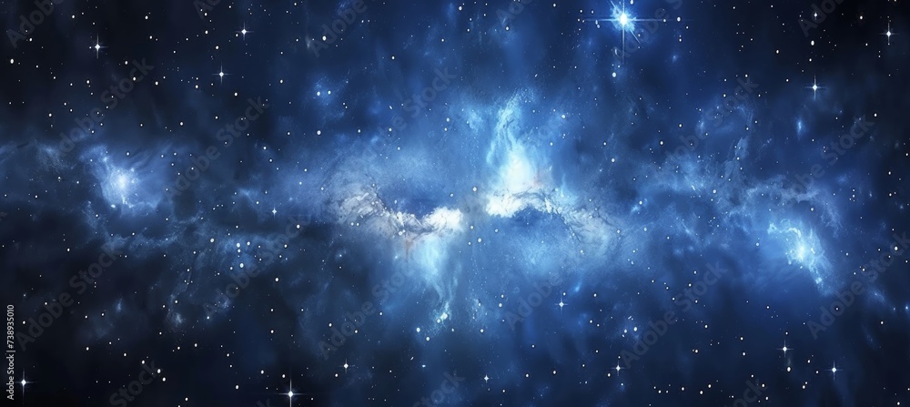 Poster blue glowing plasma force field creating a stunning celestial display in the vastness of space
