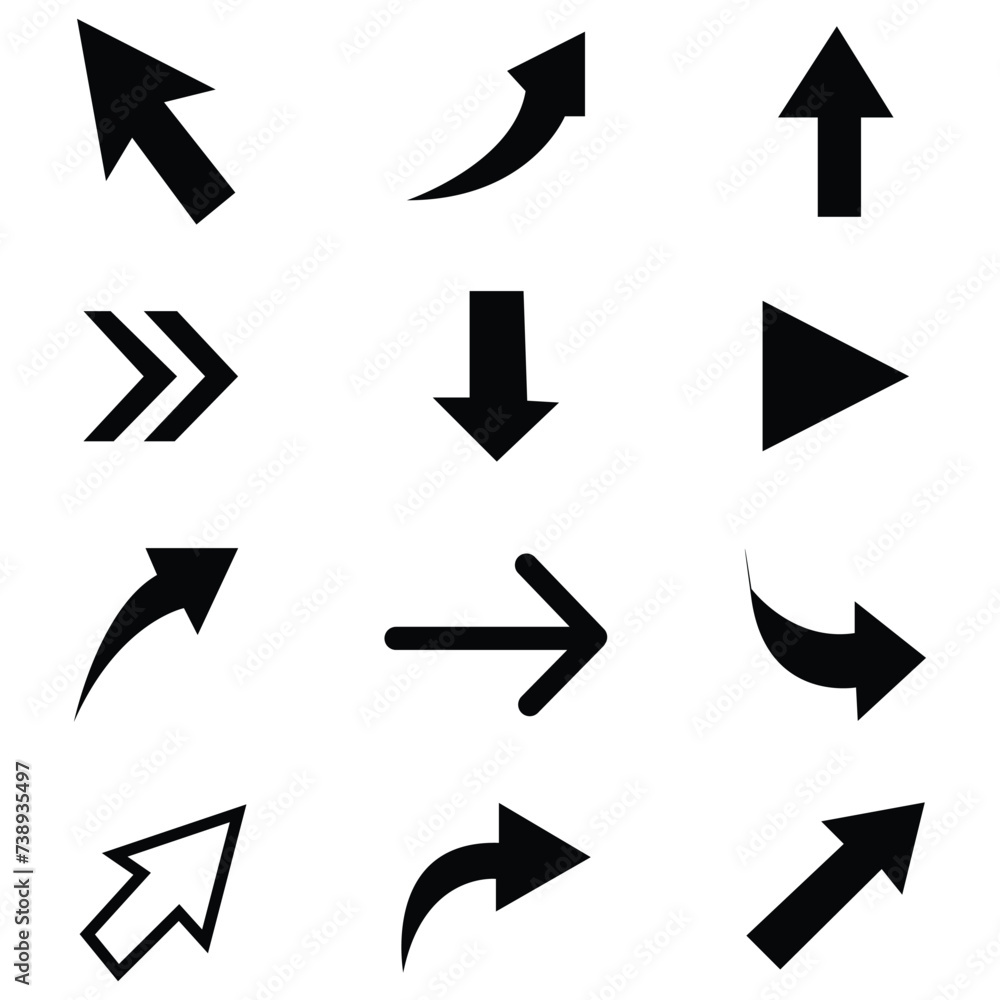Poster black arrow vector icon pack. vector illustration. eps file 402.