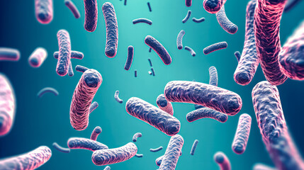 Fototapeta premium Bacteria observed under a microscope, providing a profound insight into medical research and microbiology, creating a compelling scientific background.